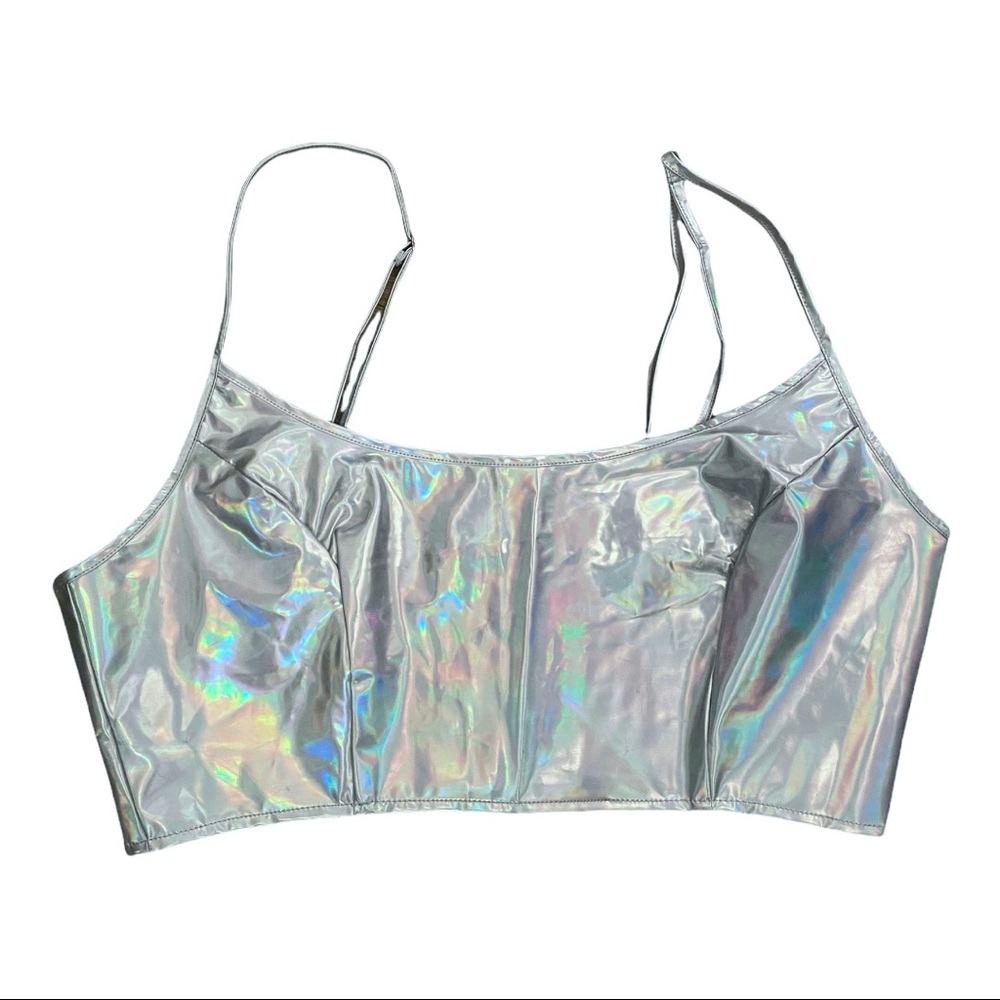 Fashion Nova iridescent rave crop top (Size L)